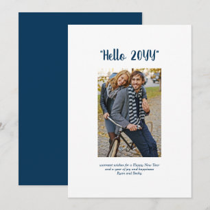 Cartão De Festividades Feliz ano novo 2022 - Azul de foto minimalista