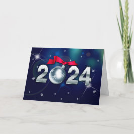 Cartão De Festividades Feliz ano novo 2024. Christmas Bauble