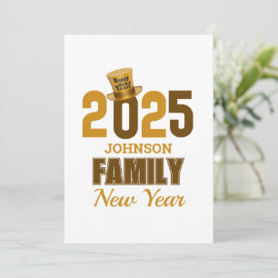 Cartão De Festividades Feliz Ano Novo 2025 com Nome da Família Personaliz