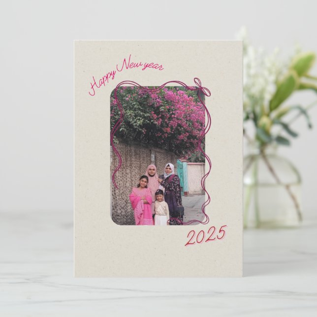 Cartão De Festividades Feliz Ano Novo 2025 Saudação Familiar (Em pé/Frente)