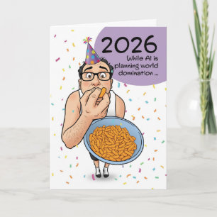 Cartão De Festividades Feliz Ano Novo 2026 AI Inteligência Artificial 