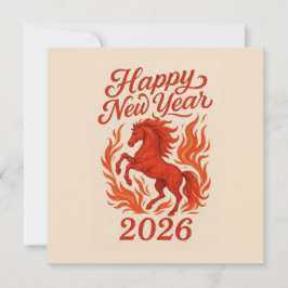 Cartão De Festividades Feliz Ano Novo 2026 Cavalo Fogo