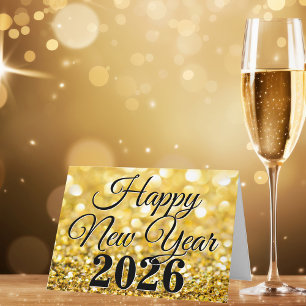 Cartão De Festividades Feliz ano novo 2026 Chic Custom Dourado Business