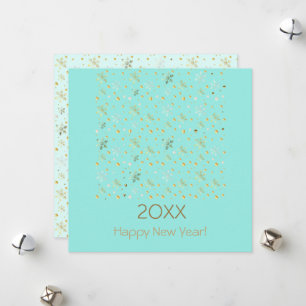 Cartão De Festividades Feliz Ano Novo 20XX & Decoração de Natal Dourada