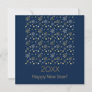 Cartão De Festividades Feliz Ano Novo 20XX & Decoração de Natal Dourada