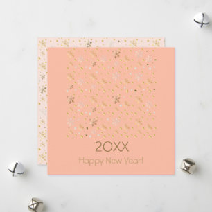 Cartão De Festividades Feliz Ano Novo 20XX & Decoração de Natal Dourada