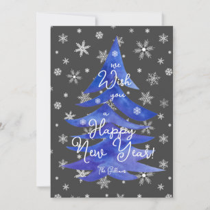 Cartão De Festividades feliz ano novo árvore azul