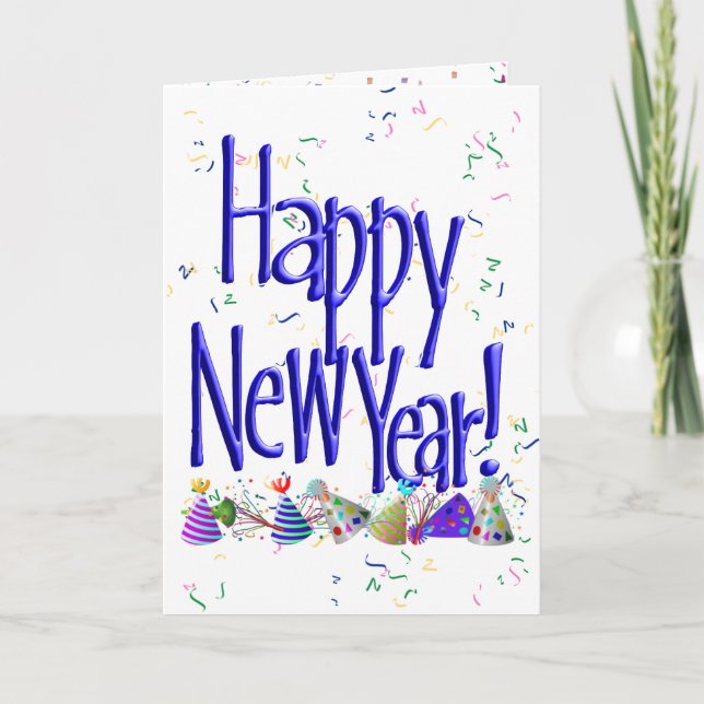 Cartão De Festividades Feliz ano novo azul! (Frente)