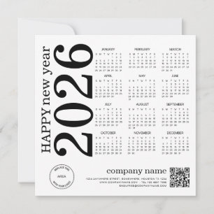 Cartão De Festividades Feliz ano novo Business 2026 Calendário Logotipo Q