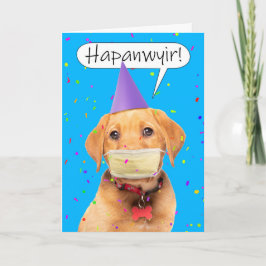 Cartão De Festividades Feliz Ano Novo Cachorrinho Falante Embrulhado em M