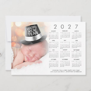 Cartão De Festividades Feliz Ano Novo Calendário 2027 Foto Personalizada