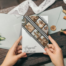 Feliz Ano Novo Câmera Filme Mínimo Colagem Foto