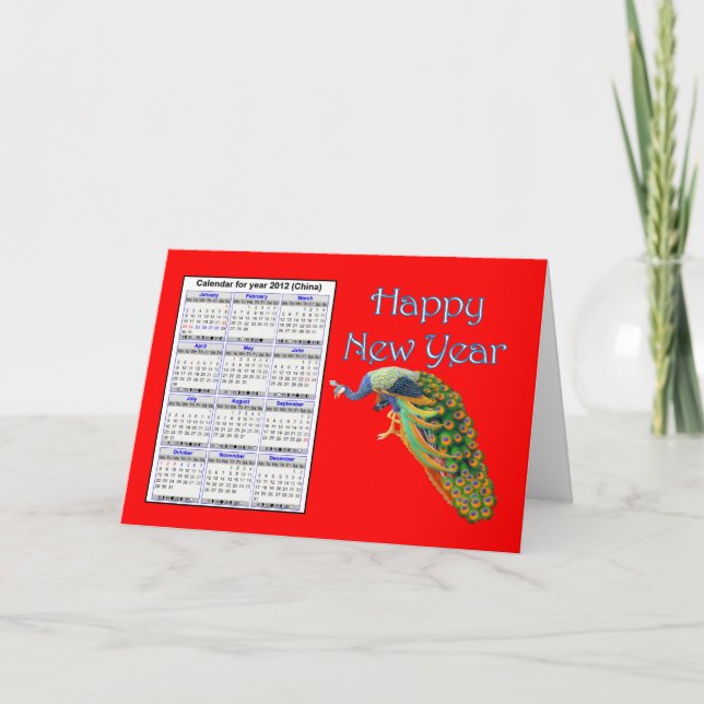 Cartão De Festividades Feliz Ano Novo Chinês com calendário no Vietnã (Frente)