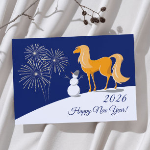 Cartão De Festividades Feliz Ano Novo Chinês do Cavalo de Fogo 2026