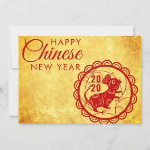 Cartão De Festividades Feliz Ano Novo Chinês do Rato 2020