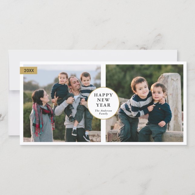 Cartão De Festividades Feliz ano novo Clássico de Foto Moderno 2 2021 (Frente)