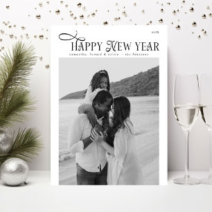 Cartão De Festividades Feliz Ano Novo Colagem de 4 Fotos Família Moderno 
