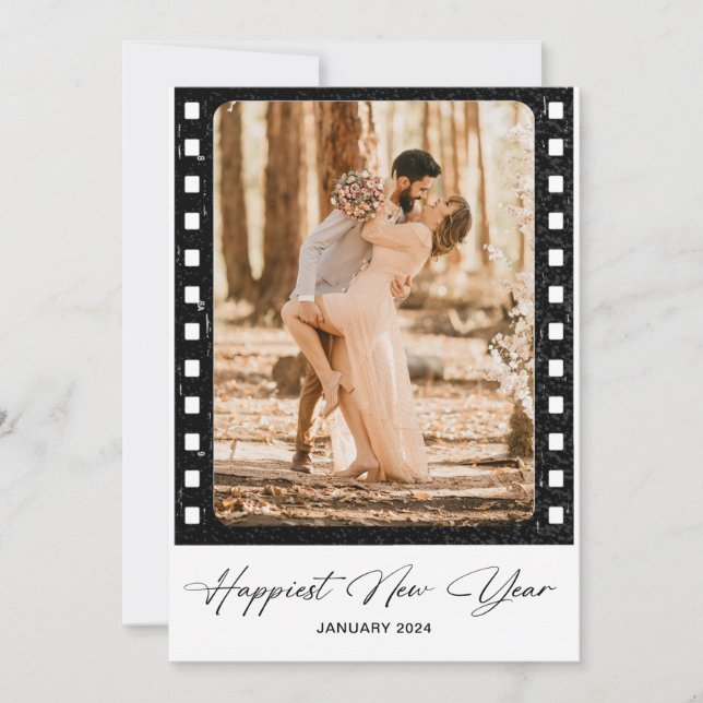 Cartão De Festividades Feliz Ano Novo Colagem de Foto de Filme de Câmera  (Frente)