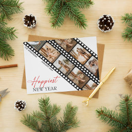 Cartão De Festividades Feliz Ano Novo Colagem de Foto Mínima de Câmera de