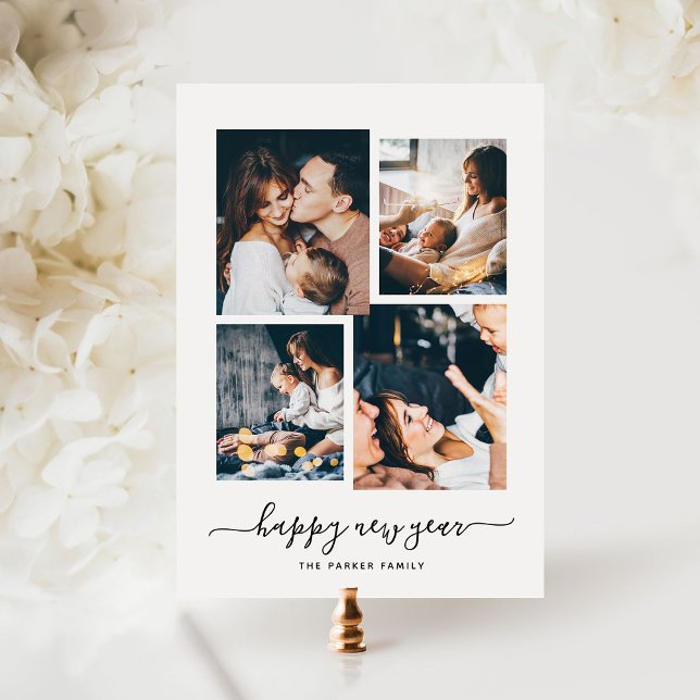 Cartão De Festividades Feliz ano novo | Colagem de Fotografias Moderna (Criador carregado)