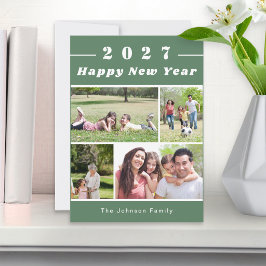 Cartão De Festividades Feliz Ano Novo Colagem de Fotos Personalizada Espo