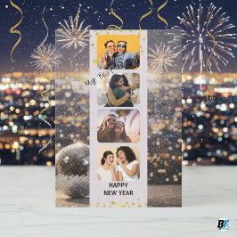 Cartão De Festividades Feliz Ano Novo Com Colagem de Fotos do Melhor Amig