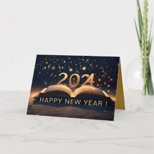 Cartão De Festividades Feliz Ano Novo com Livro Aberto C