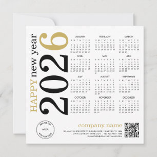 Cartão De Festividades feliz ano novo de código QR do logotipo de calendá