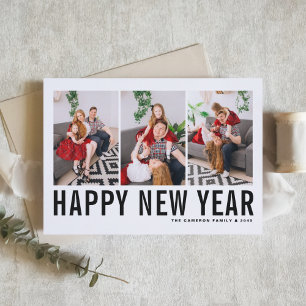 Cartão De Festividades Feliz ano novo de Colagem de Fotografias da Tipogr