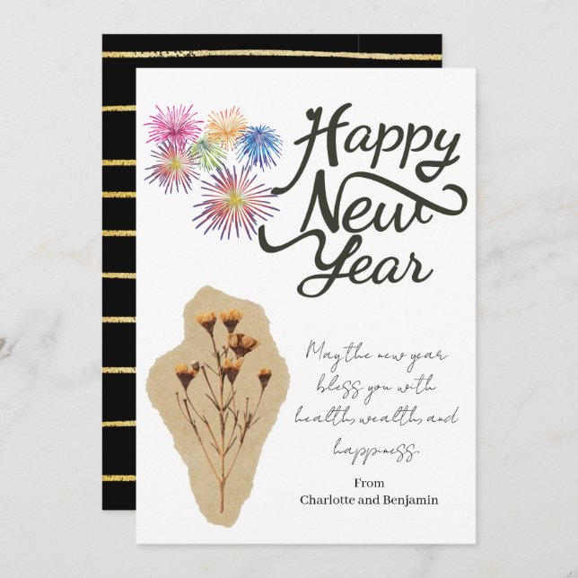 Cartão De Festividades Feliz ano novo de Fogo Abstrato moderno 2023 (Frente/Verso)