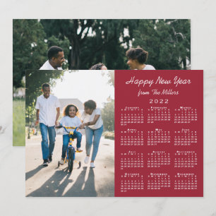 Cartão De Festividades feliz ano novo de Foto do Calendário Burgundy 2 2