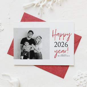 Cartão De Festividades Feliz ano novo de Foto para Escrita Manual Moderna