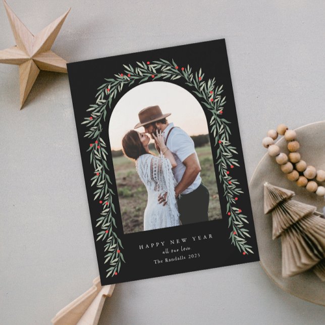 Cartão De Festividades Feliz ano novo de Fotografia do Script Moderno Gre (Criador carregado)