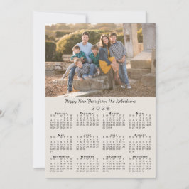 Cartão De Festividades feliz ano novo de fotos personalizadas Beige 2 do 