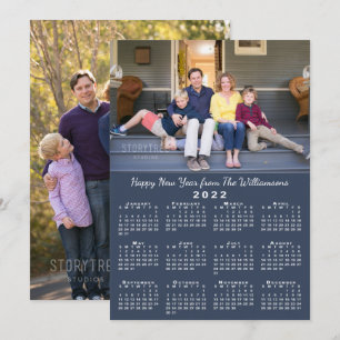 Cartão De Festividades Feliz ano novo de Fotos Personalizadas do Calendá