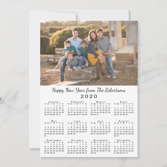 Cartão De Festividades feliz ano novo de Fotos Personalizadas do Calendár (Frente)