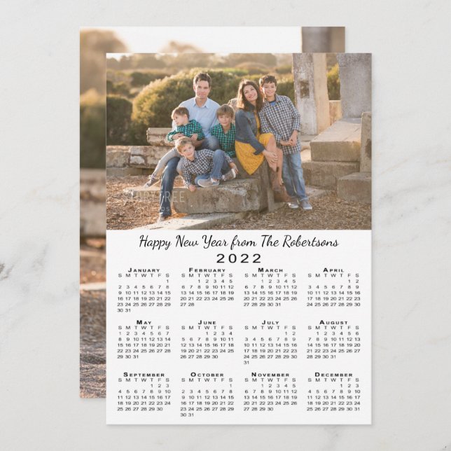 Cartão De Festividades feliz ano novo de Fotos Personalizadas do Calendár (Frente/Verso)