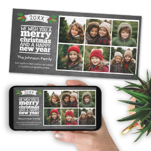 Cartão De Festividades Feliz ano novo de natal de natal com fotos alegres