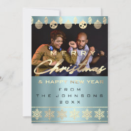 Cartão De Festividades Feliz ano novo de Natal Feliz Azul