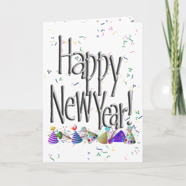 Cartão De Festividades Feliz ano novo de prata! (Frente)