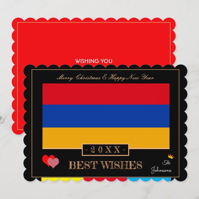 Cartão De Festividades Feliz ano novo de Sinalizador Armênio/Melhores Des (Frente/Verso)