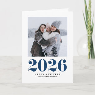 Cartão De Festividades Feliz ano novo de Tipografia Azul Moderna Foto 202