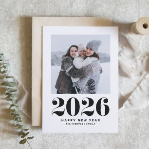 Cartão De Festividades Feliz ano novo de Tipografia Negra Moderna - Foto