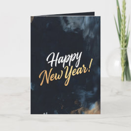 Cartão De Festividades Feliz Ano Novo Deep Blue Strokes