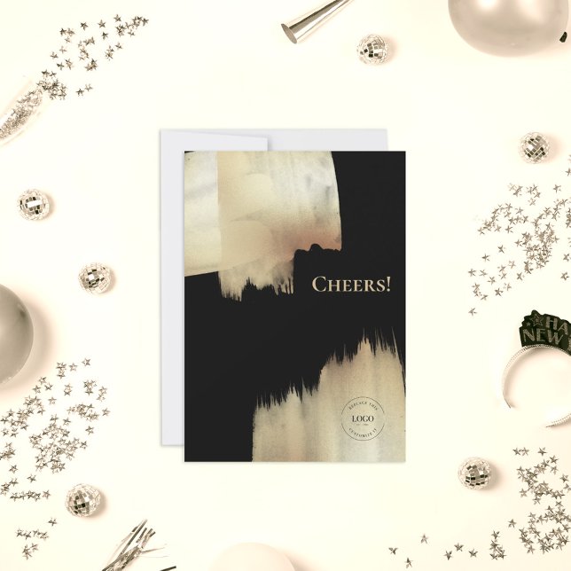 Cartão De Festividades Feliz ano novo Dourado Preto Cheque com Holida de  (Criador carregado)