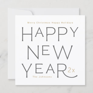 Cartão De Festividades feliz ano novo em cinza texto manuscrito Feriado C