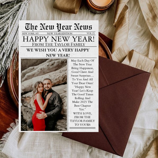 Cartão De Festividades Feliz ano novo exclusivo de fotos divertidas 2025  (Criador carregado)