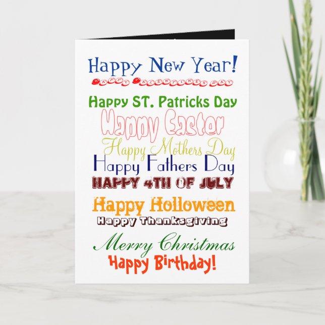 Cartão De Festividades Feliz ano novo, Feliz Dia dos Namorados, Feliz RUA (Frente)