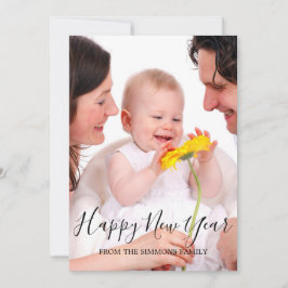Cartão De Festividades Feliz Ano Novo Foto da Família em Script