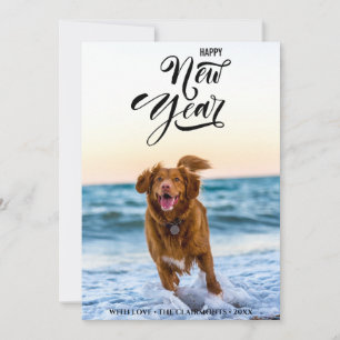 Cartão De Festividades FELIZ ANO NOVO Foto de Script Moderno Minimalist